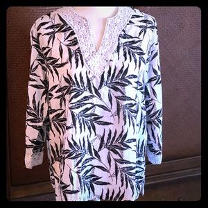 Black and White Cotton Blouse - Cathy Daniels